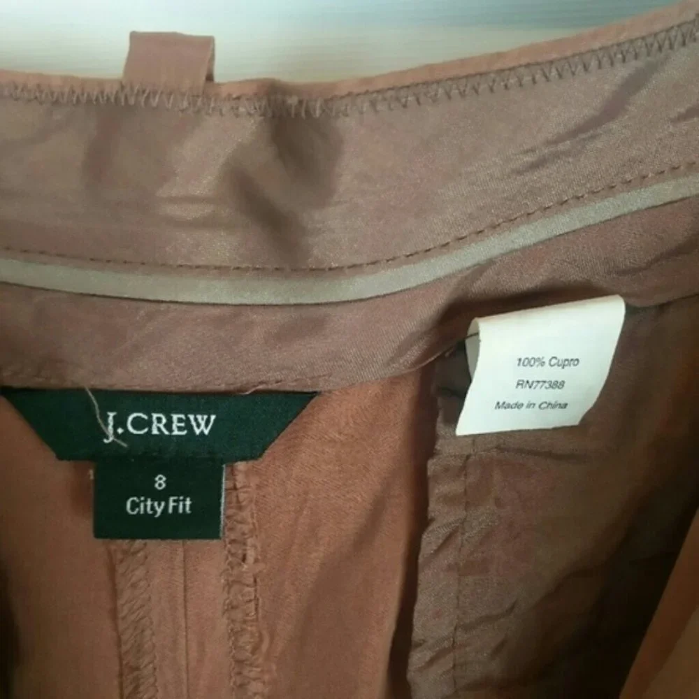 J. Crew City fit Cupro Élan Vegan silk Trouser pants cropped Sz.8